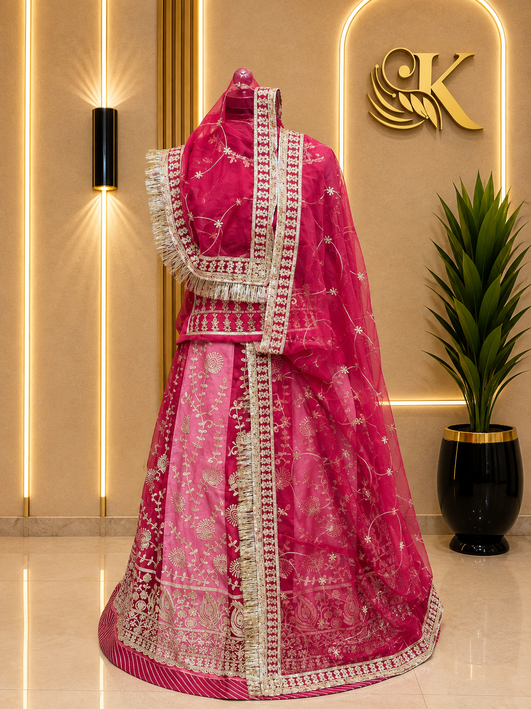 e551b801-3331-4e37-b349-013957404d79 Radhika Semi Pure Rajputi Poshak - Pink - Image 1