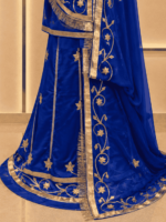 Readymade Satin Rajputi Poshak- Royal Blue - Image 2