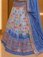 Ishita Satin Rajputi Poshak - Blue - Image 2