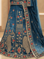 Amaya Semi Pure Rajputi Poshak- Teal Blue - Image 2