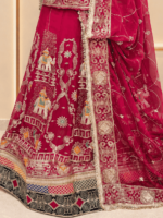 Mehak Semi Pure Rajputi Poshak- Cherry - Image 2