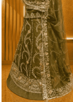 Aarti Semi Pure Rajputi Poshak - Olive Green - Image 2