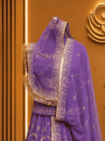 Kajal Semi Pure Rajputi Poshak - Levender - Image 3