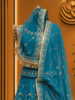 Kajal Semi Pure Rajputi Poshak - Rama Green - Image 3