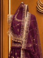 Kajal Semi Pure Rajputi Poshak - Wine - Image 3