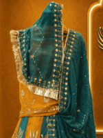 Rajrani Semi Pure Rajputi Poshak- Rama Green - Image 3