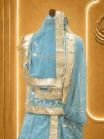 Anokhi Satin Rajputi Poshak - Sky Blue - Image 3
