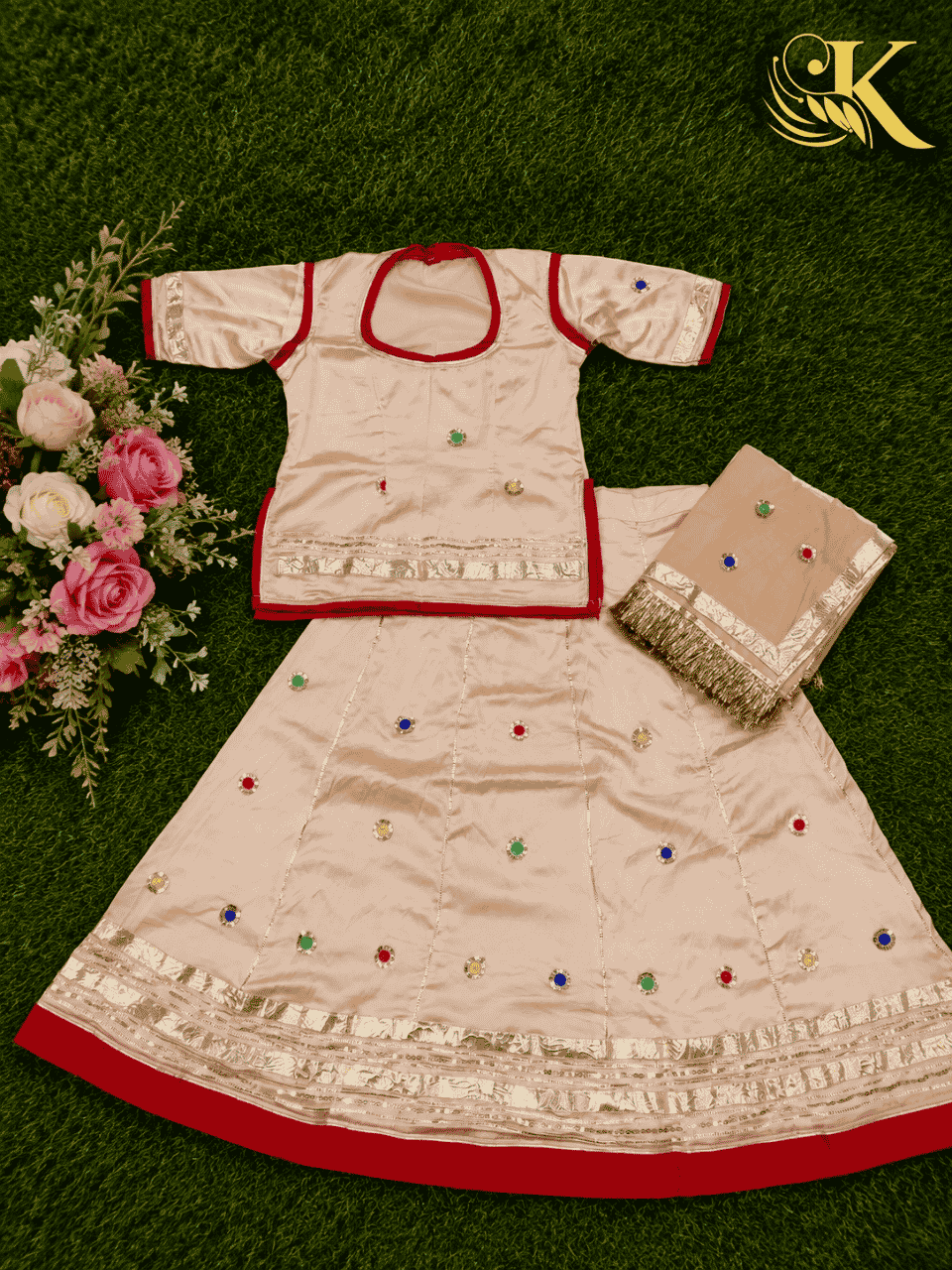 untitled-design-149 Pari Kids Satin Rajputi Poshak - Peach - Image 1