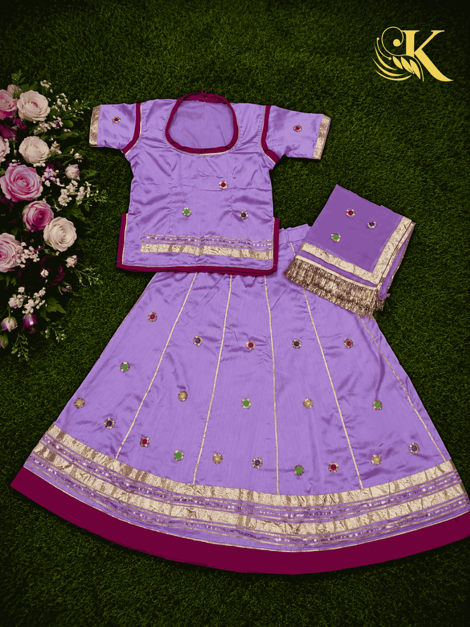 untitled-design-151 Pari Kids Satin Rajputi Poshak - Pink - Image 1