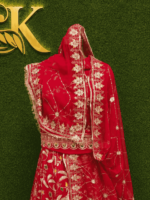 Riya Semi Pure Rajputi Poshak- Red - Image 3
