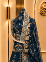 Kiara Semi Pure Rajputi Poshak- Teal Blue - Image 3