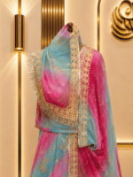 Readymade Semi Pure Rajputi Poshak- Sky Blue - Image 3