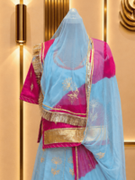 Readymade Semi Pure Rajputi Poshak- Sky Blue Pink - Image 3