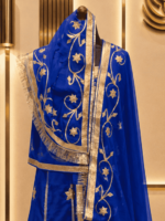 Readymade Satin Rajputi Poshak- Royal Blue - Image 3