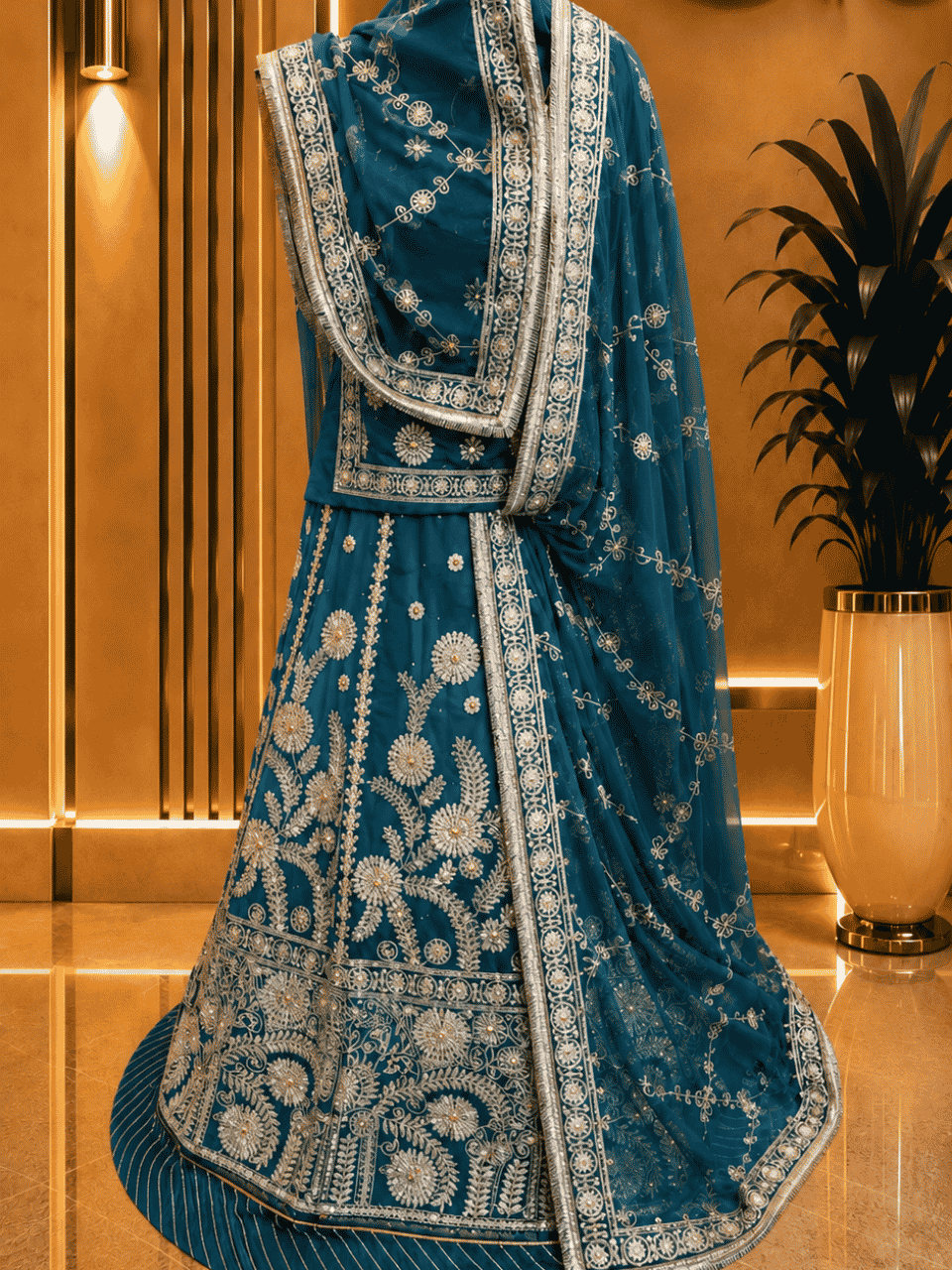 untitled-design-2-110 Anuradha Semi Pure Rajputi Poshak - Rama Green - Image 1