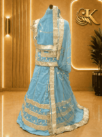 Anokhi Satin Rajputi Poshak - Sky Blue