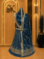 Tara Semi Pure Rajputi Poshak- Teal Blue