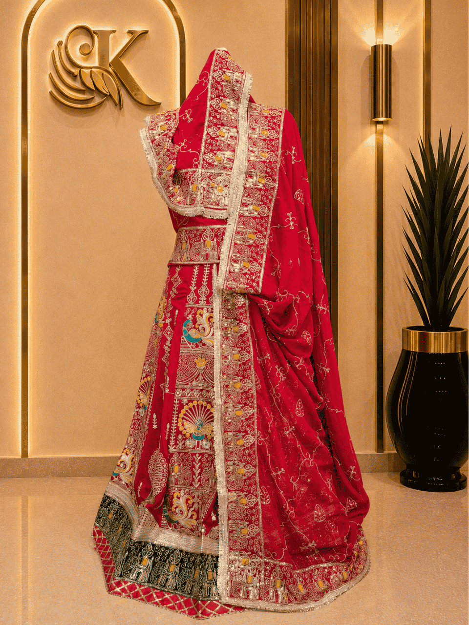 untitled-design-2-159 Meera Semi Pure Rajputi Poshak- Red - Image 1
