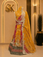 Ruhi Gold Crush Rajputi Poshak- Yellow
