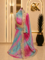 Readymade Semi Pure Rajputi Poshak- Sky Blue