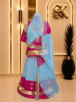 Readymade Semi Pure Rajputi Poshak- Sky Blue Pink