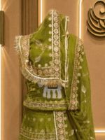 Mahi Fendy Silk Rajputi Poshak
-  Green - Image 3