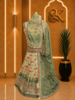 Ishita Satin Rajputi Poshak - Green