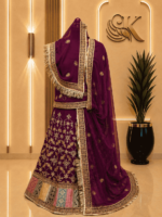 Aarya Semi Pure Rajputi Poshak- Wine