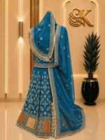 Aarya Semi Pure Rajputi Poshak- Denim Blue