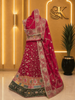 Bela Semi Pure Rajputi Poshak- Cherry
