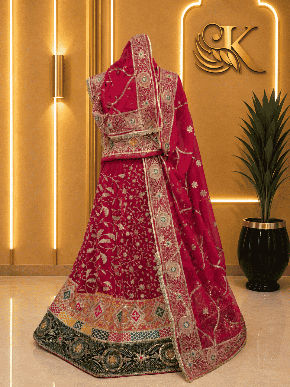 untitled-design-2-273 Bela Semi Pure Rajputi Poshak- Cherry - Image 1