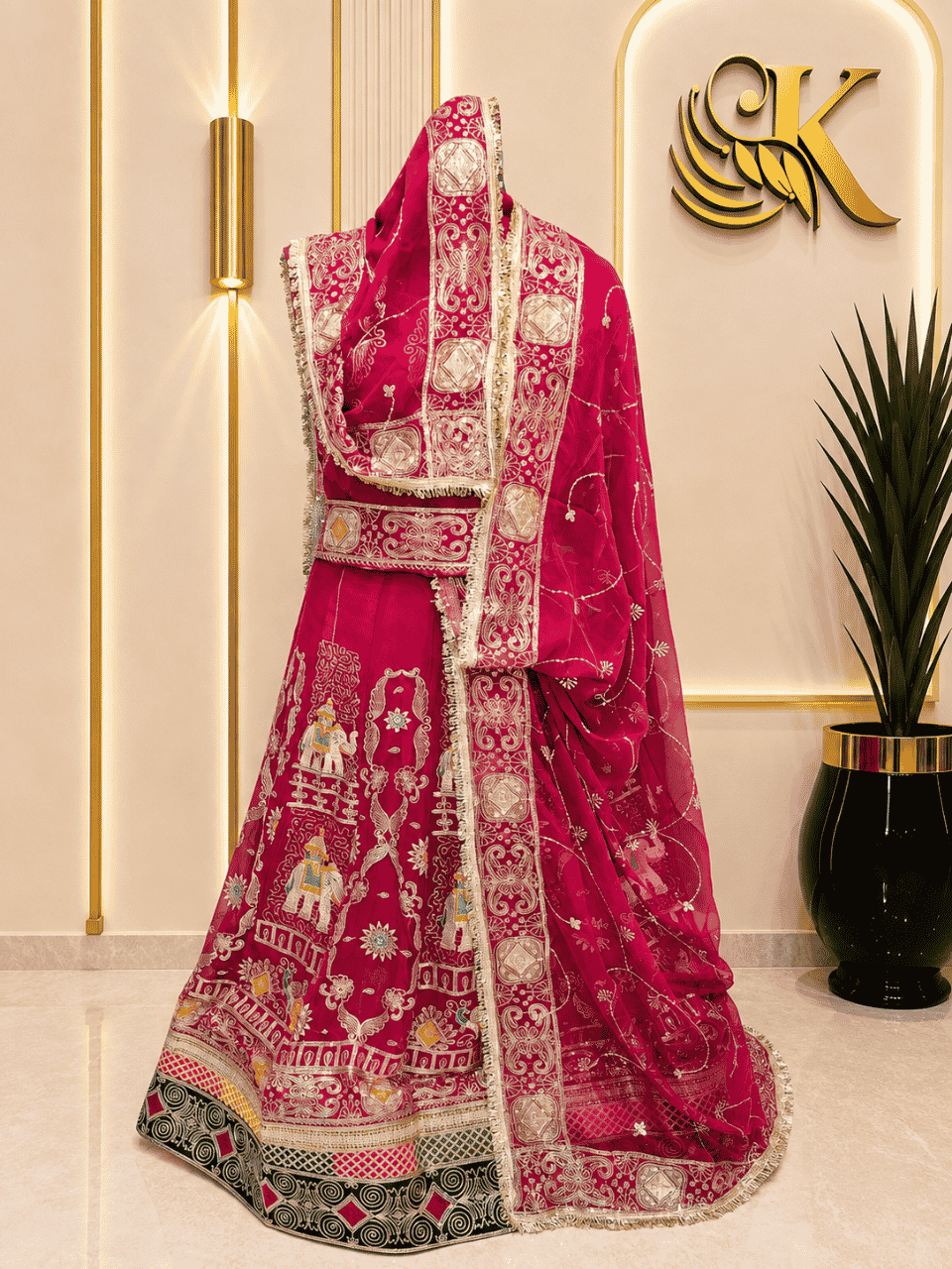 untitled-design-2-281 Mehak Semi Pure Rajputi Poshak- Cherry - Image 1