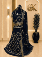 Raina Satin Rajputi Poshak - Navy Blue