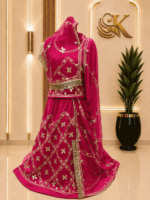 Raina Satin Rajputi Poshak - Cherry