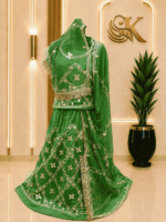 Raina Satin Rajputi Poshak - Green