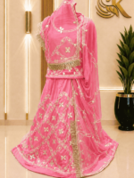 Raina Satin Rajputi Poshak - Rose Pink