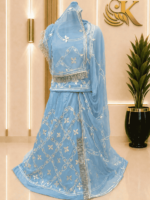 Raina Satin Rajputi Poshak - Sky Blue