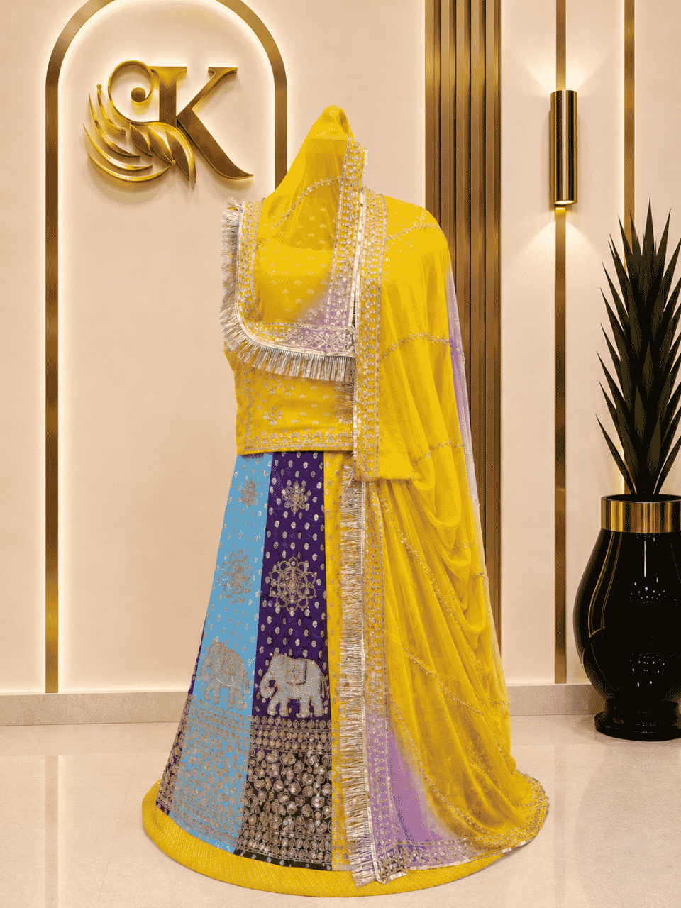 untitled-design-2-325 Sameera Banarasi Rajputi Poshak - Yellow - Image 1