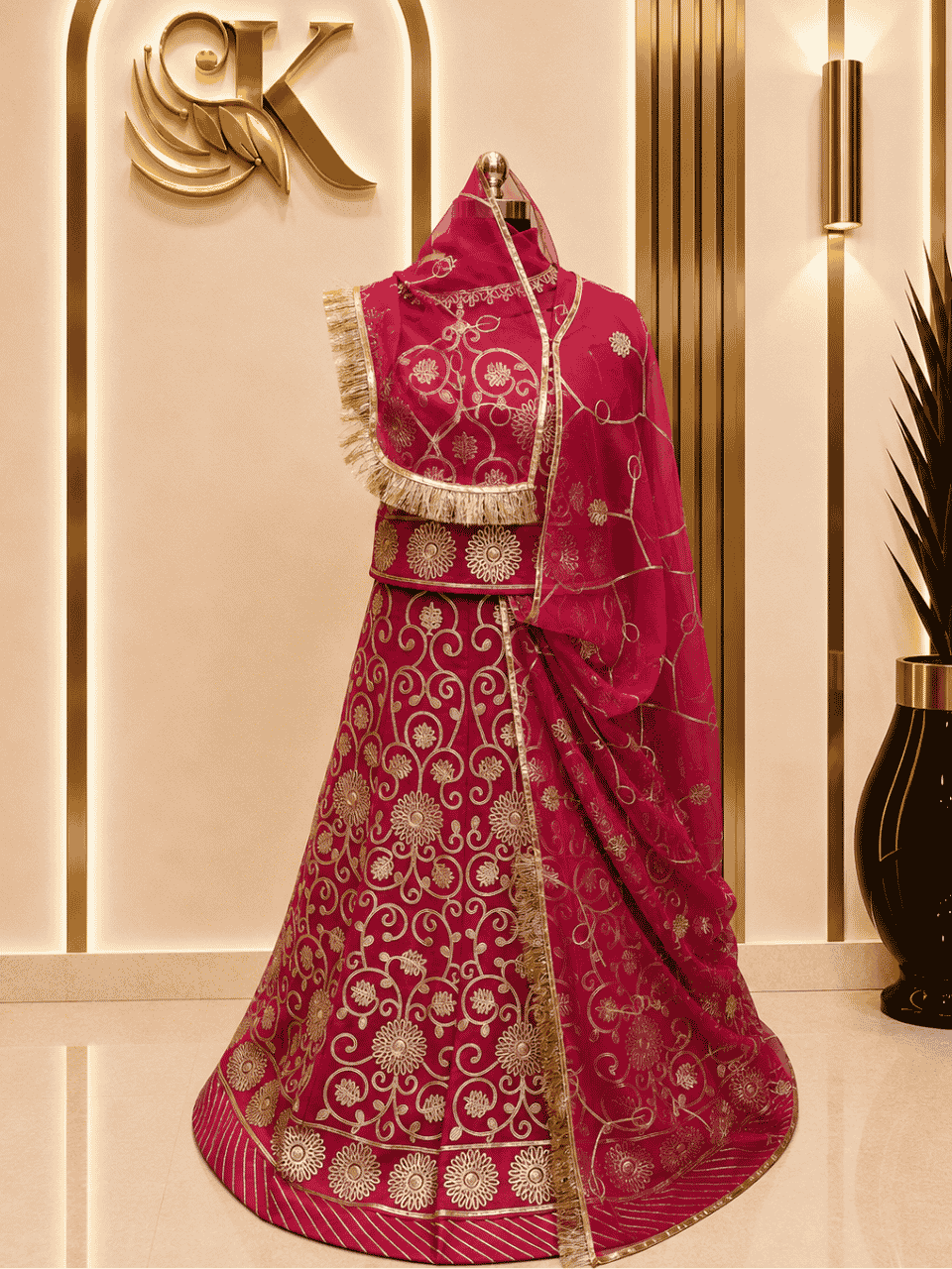 untitled-design-2-337 Rajbala Semi Pure Rajputi Poshak- Cherry Red - Image 1