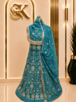 Rajbala Semi Pure Rajputi Poshak- Rama Green