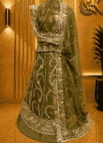 Aarti Semi Pure Rajputi Poshak - Olive Green