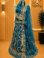 Aarti Semi Pure Rajputi Poshak -Teal Blue
