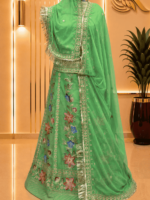 Chandni Fendy Silk Rajputi Poshak- Light Green