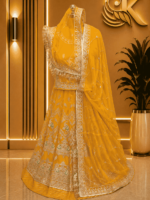 Kajal Semi Pure Rajputi Poshak - Yellow