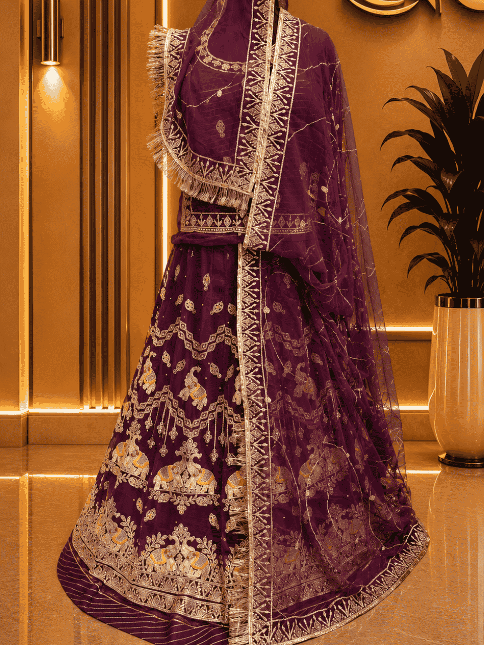 untitled-design-2-100 Kajal Semi Pure Rajputi Poshak - Wine - Image 1