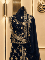 Aanya Satin Rajputi Poshak - Navy Blue - Image 3