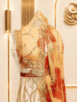 Alia Satin Rajputi Poshak - Peach Red - Image 3