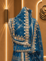 Mahi Fendy Silk Rajputi Poshak
-  Teal Blue - Image 3