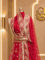 Dhara Semi Pure Rajputi Poshak- Red - Image 3