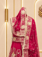 Mehak Semi Pure Rajputi Poshak- Cherry - Image 3